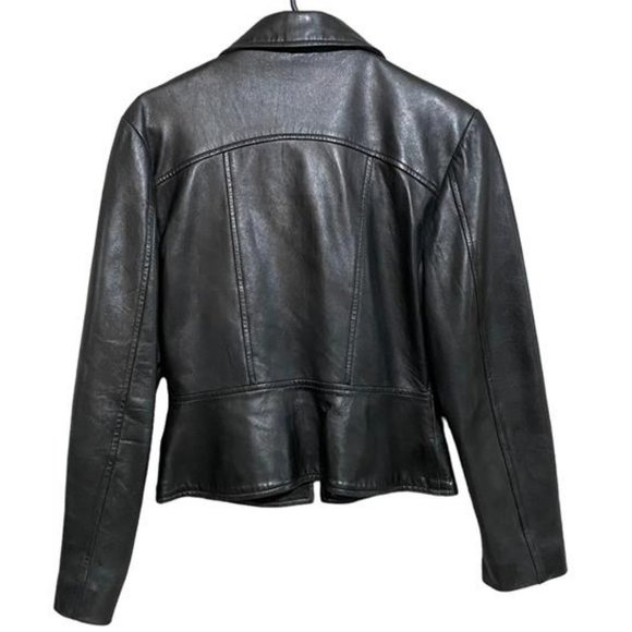 Vintage Michael Hoban North Beach Fitted Size 6 Black Leather Jacket - Picture 7 of 15